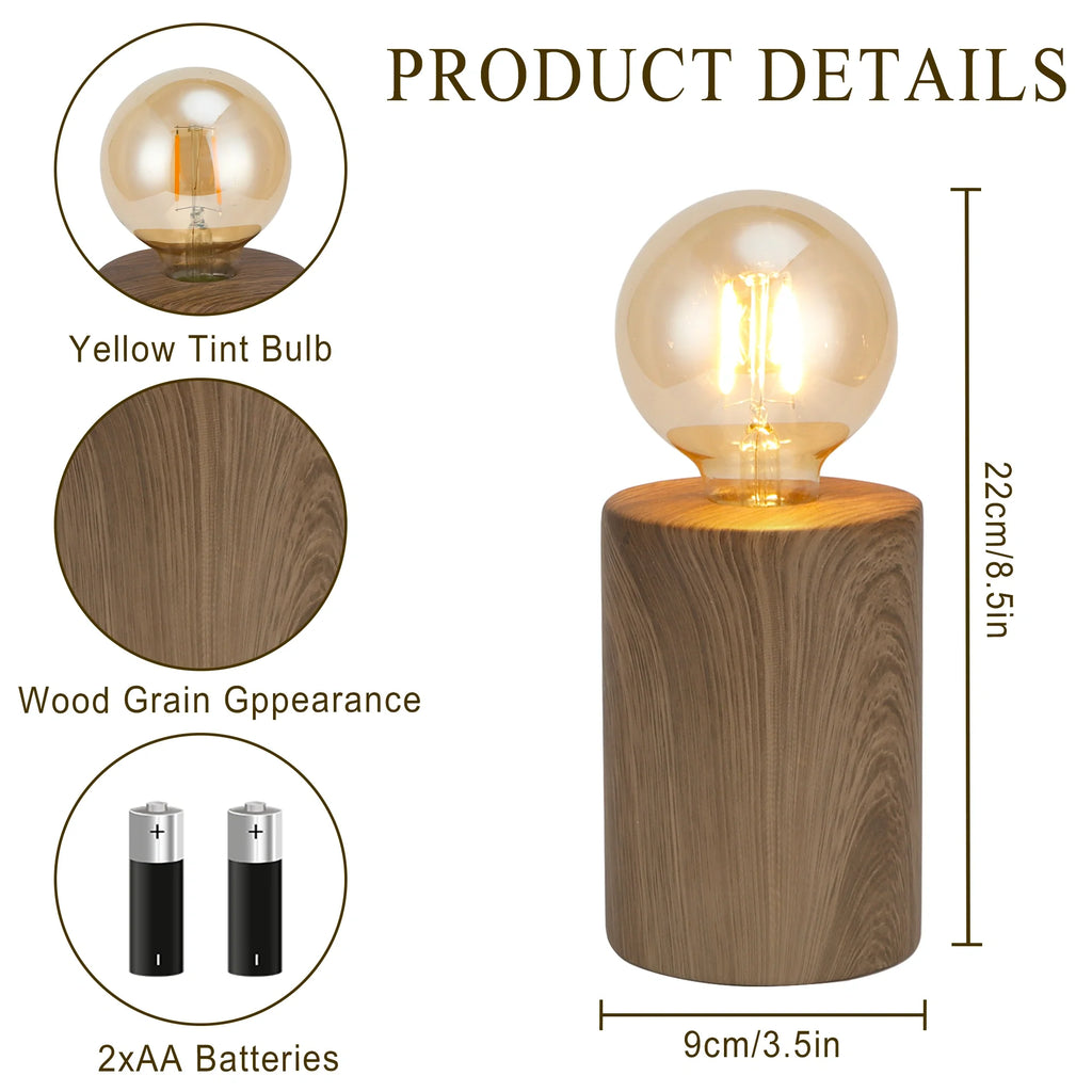 Set of 2 8.5" Tall Wood Grain Table Lamps